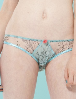 SS13 Renaissance Vintage Lace Silk Sheer Panties (Azure Blue)